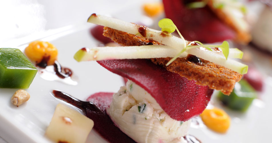 Goats-Cheese-with-Beetroot-at-horn-of-plenty-luxury-hotel-devon-review-by-les-deux-messieurs-gay-hotels-uk